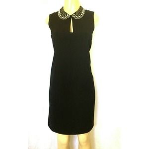 Badgley Mischka Jeweled Collar Dress Little Black